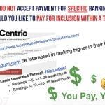 CollegeZoom listing on affiliate-driven listicle site and partner emails asking for payment to maintain or boost rankings