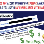CollegeZoom listing on affiliate-driven listicle site and partner emails asking for payment to maintain or boost rankings